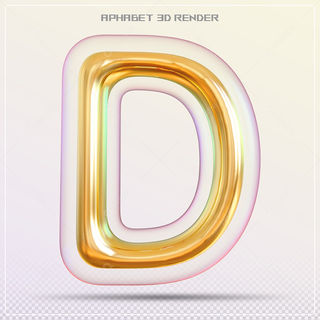 Letra 3D D Dourada Para Composição PSD