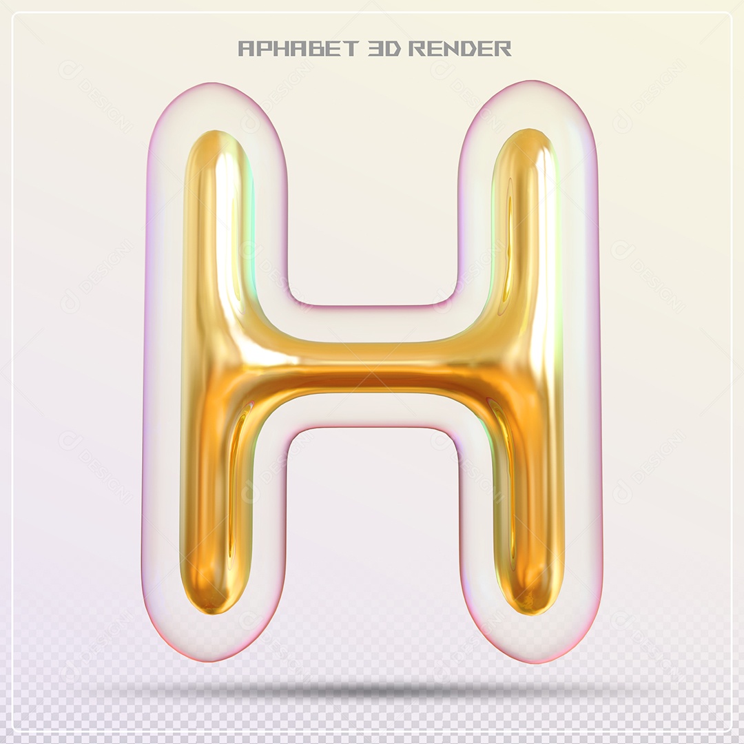 Letra 3D H Dourada Para Composição PSD