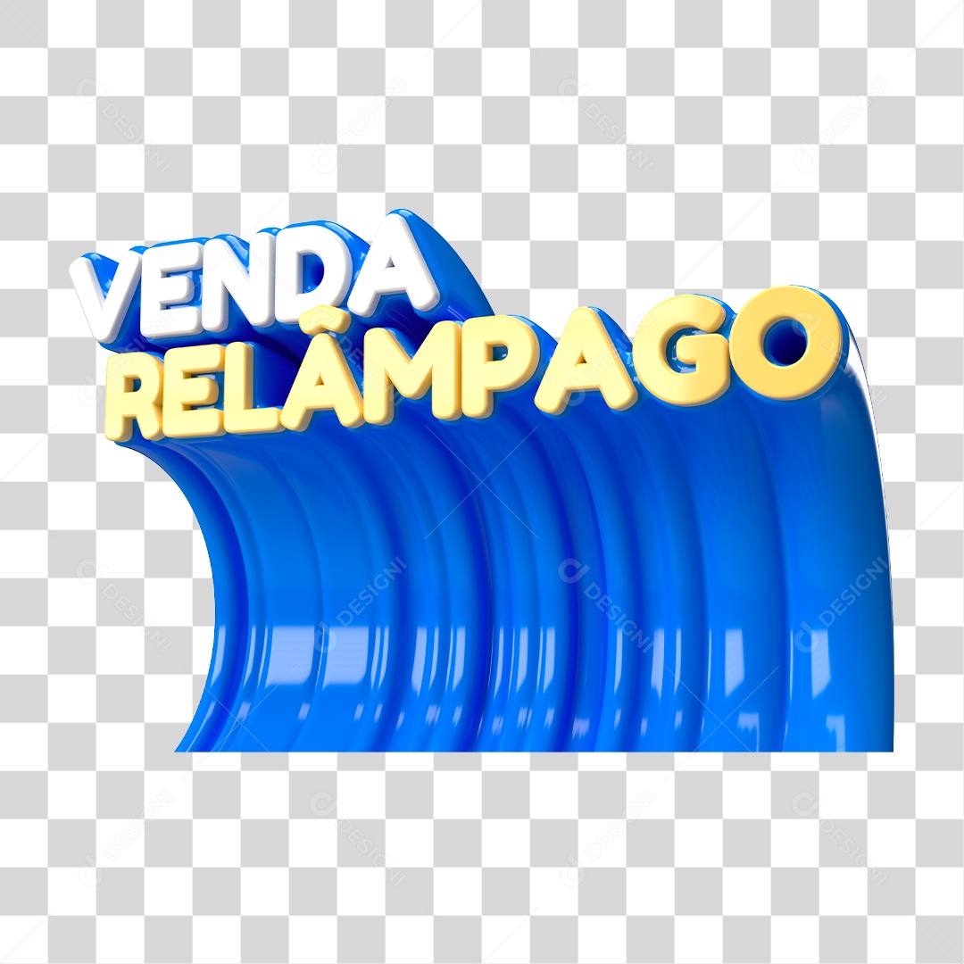 Venda Relâmpago Selo 3D Branco Dourado e Azul para Composição PNG Transparente