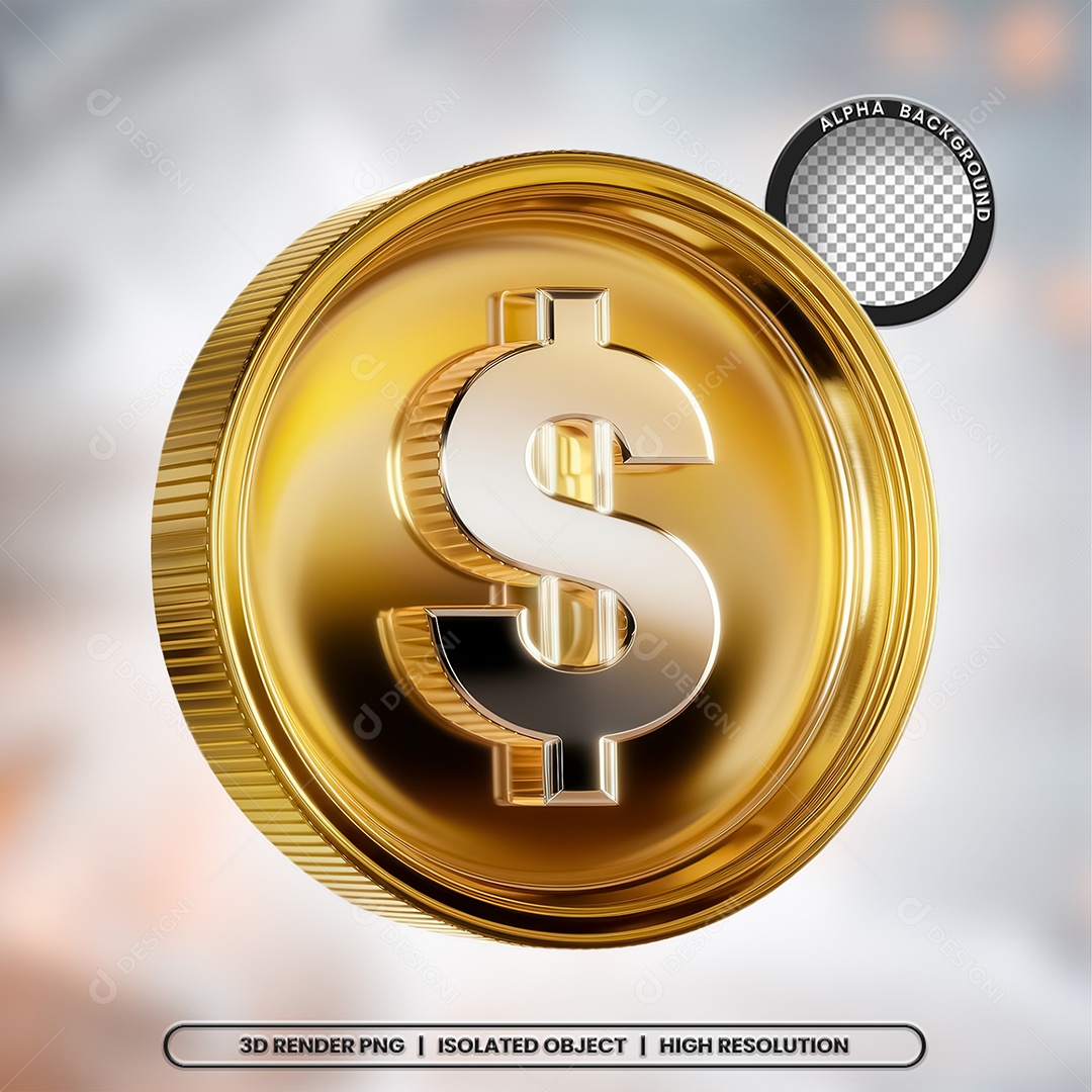 Cifrão Elemento 3D para Composição PSD