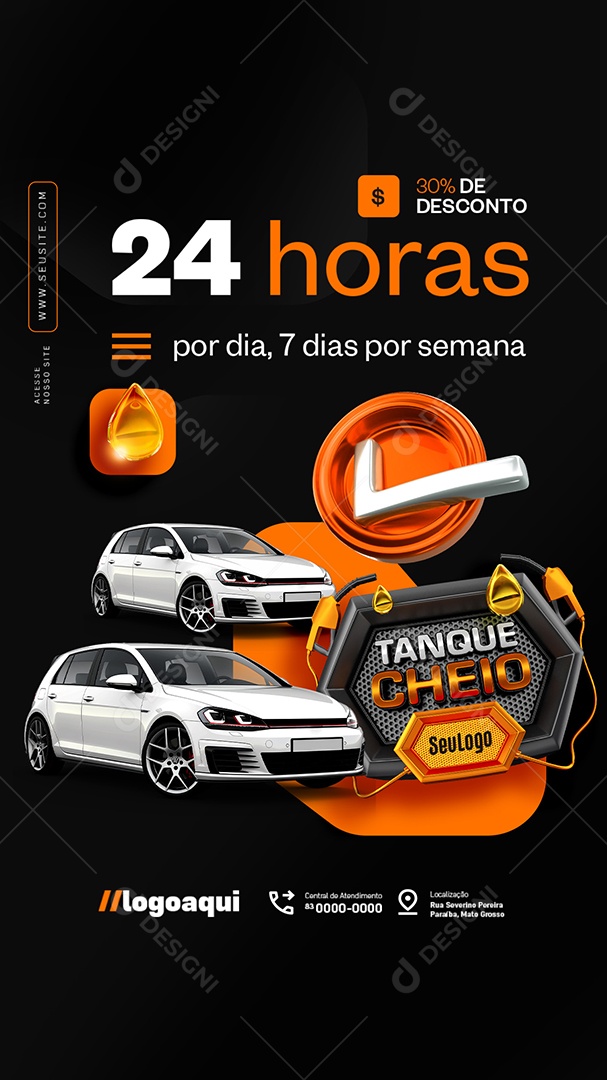 Story Posto de Gasolina Tanque Cheio 24 Horas Social Media PSD Editável