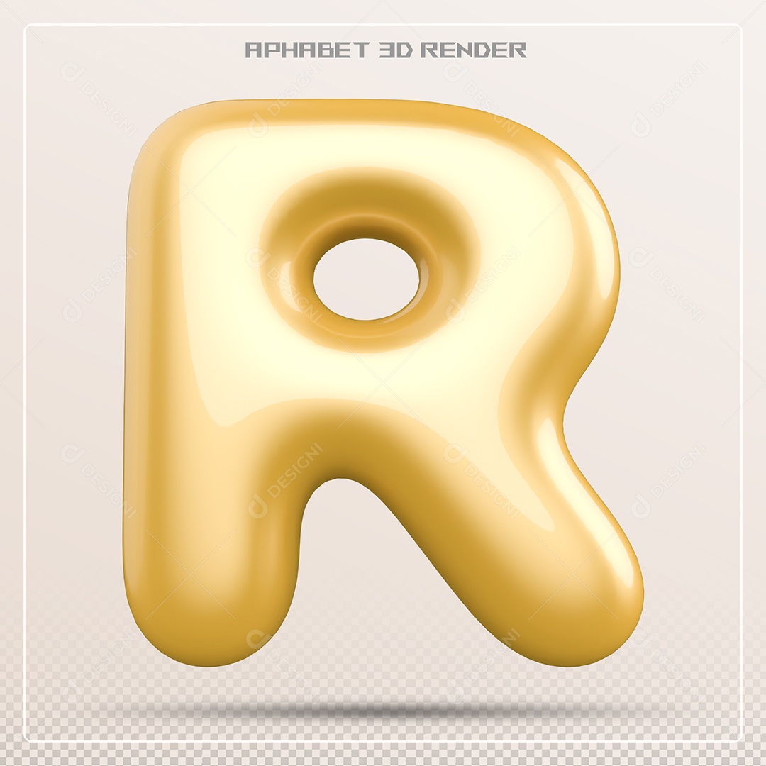 Letra 3D R Dourada Para Composição PSD