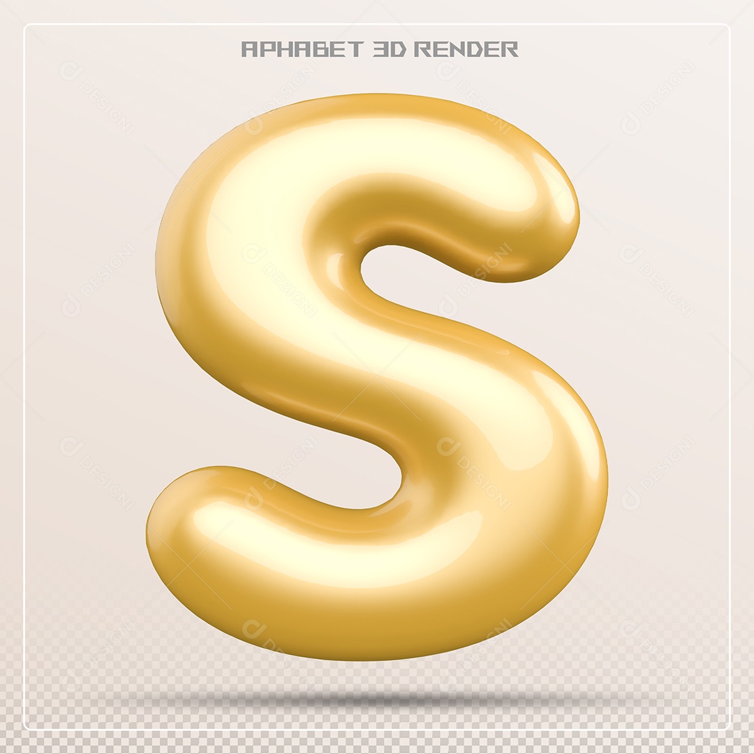 Letra 3D S Dourada Para Composição PSD