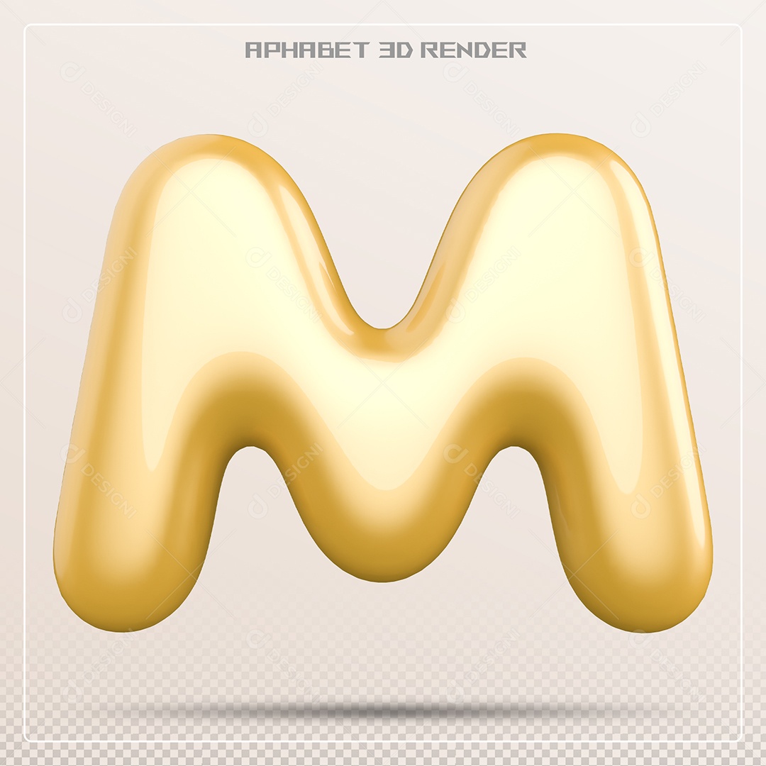 Letra 3D M Dourada Para Composição PSD