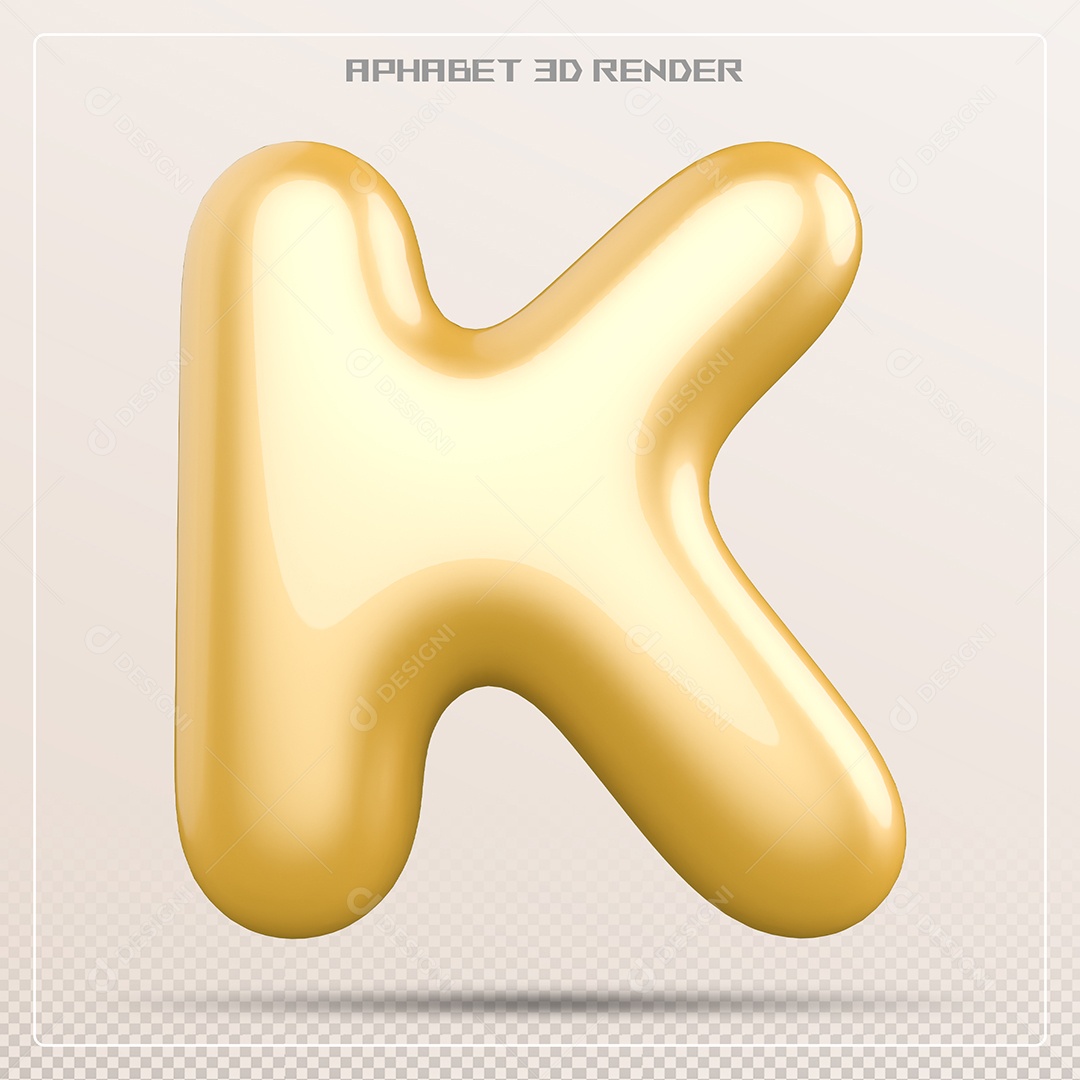 Letra 3D K Dourada Para Composição PSD