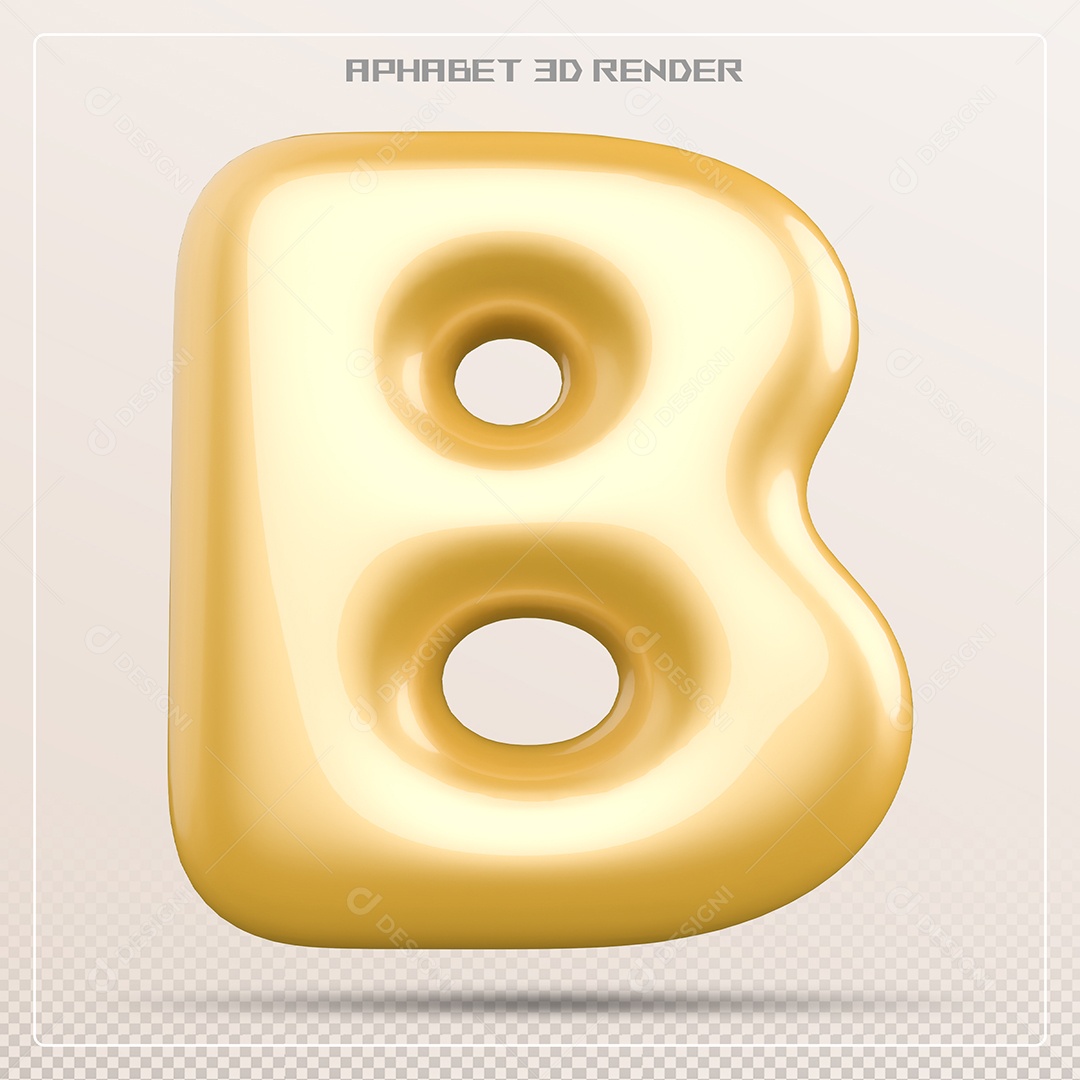 Letra 3D B Dourada Para Composição PSD