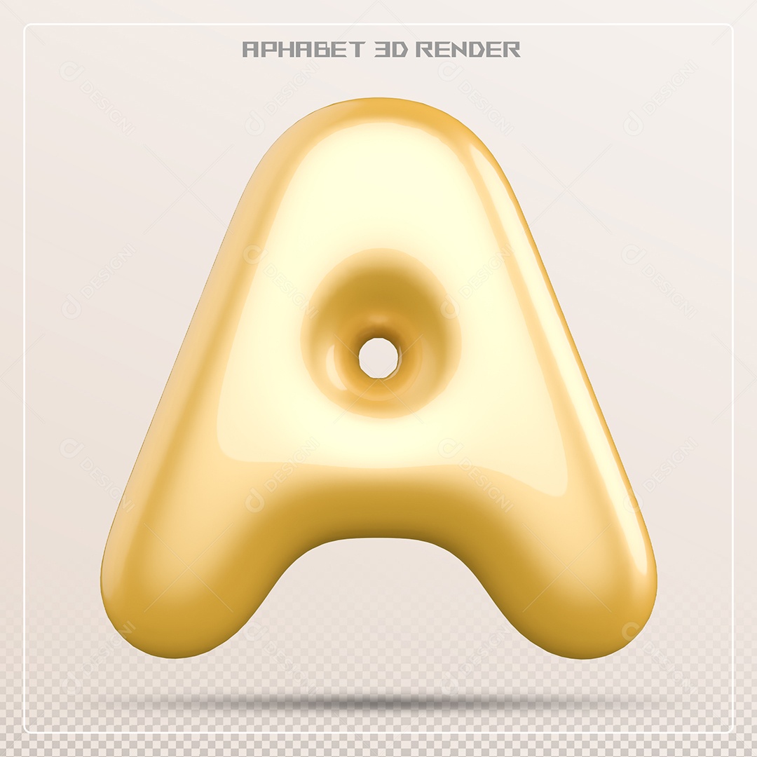 Letra 3D A Dourada Para Composição PSD
