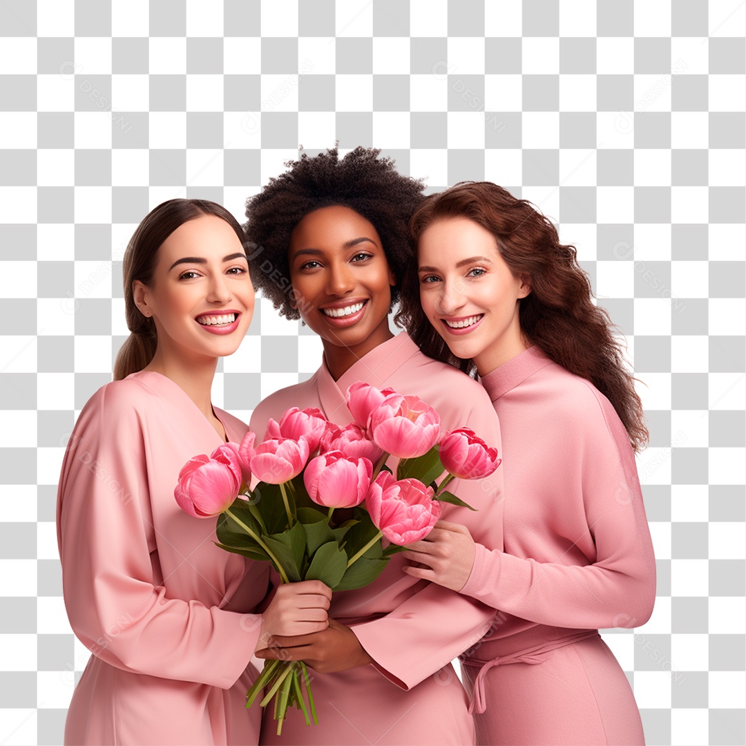 Mulheres de Rosa Outubro Rosa PNG Transparente