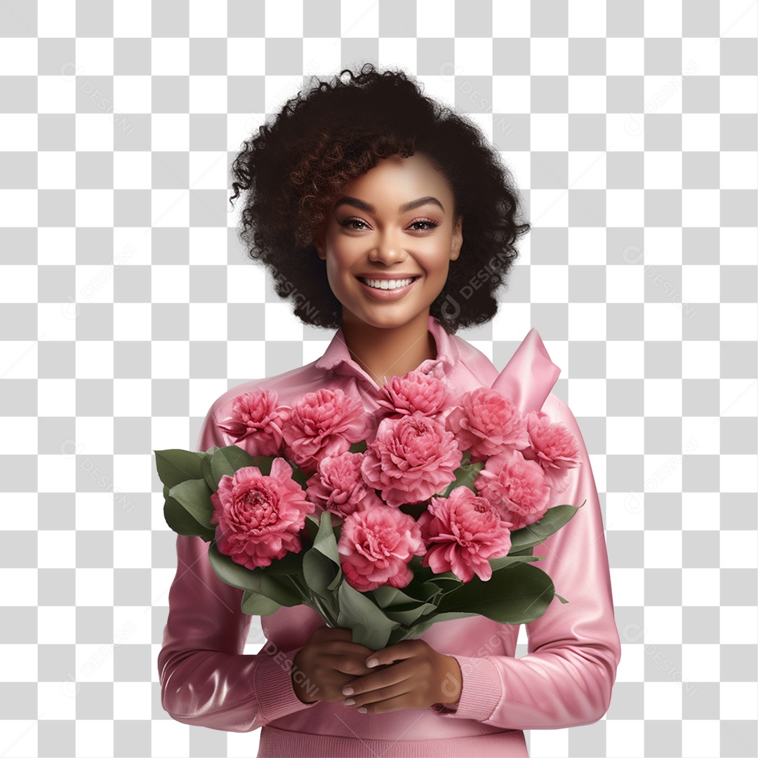 Mulher de Rosa Outubro Rosa PNG Transparente