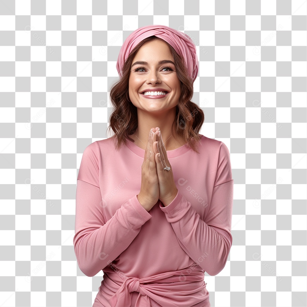 Mulher de Rosa Outubro Rosa PNG Transparente