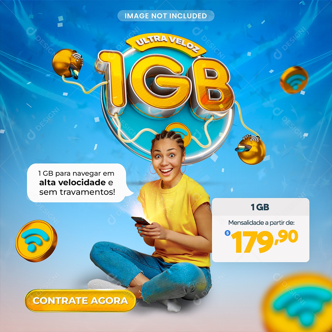 Internet Ultra Veloz 1GB Social Media PSD Editável