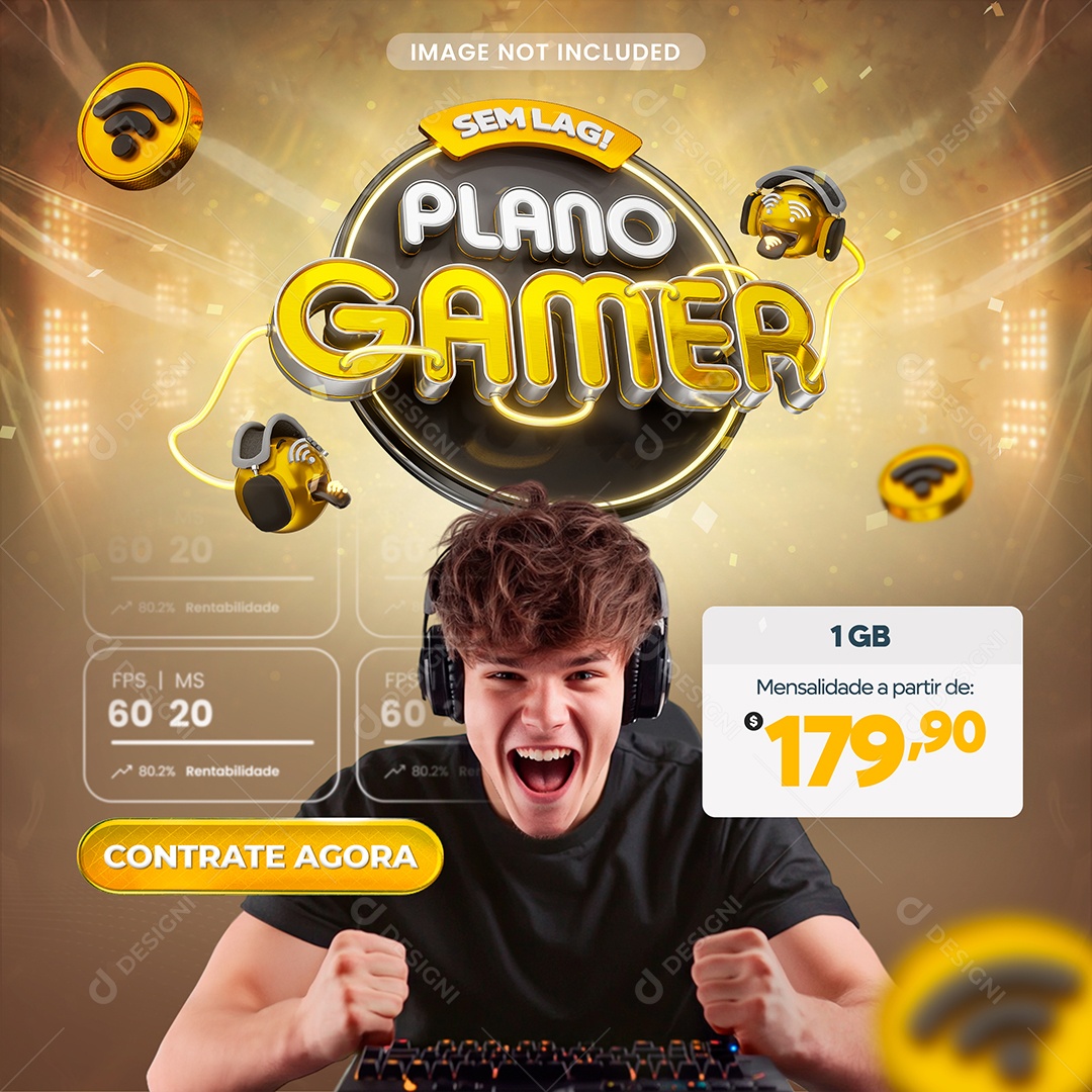 Internet Sem Lag Plano Gamer Social Media PSD Editável