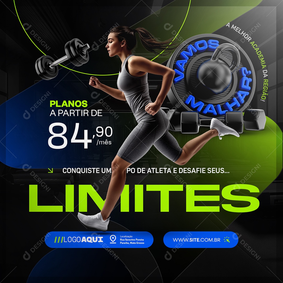 Academia Conquiste Um Tempo de Atleta Social Media PSD Editável