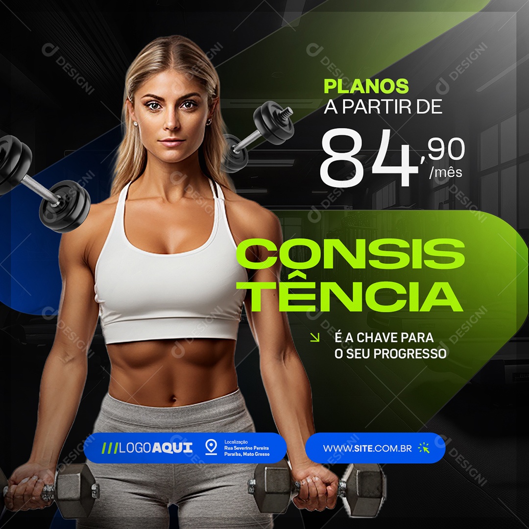 Academia Consistência Social Media PSD Editável