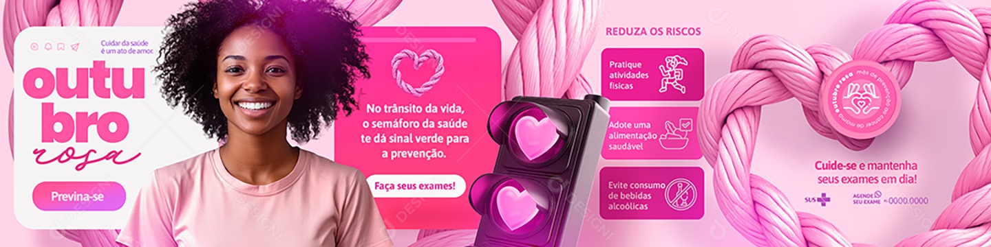 Carrossel Outubro Rosa Mês de Conscientização Sobre o Câncer de Mama Social Media PSD Editável