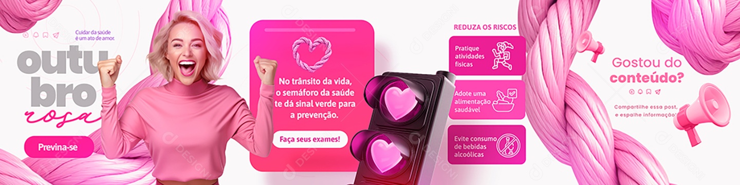 Carrossel Outubro Rosa Mês de Conscientização Sobre o Câncer de Mama Social Media PSD Editável