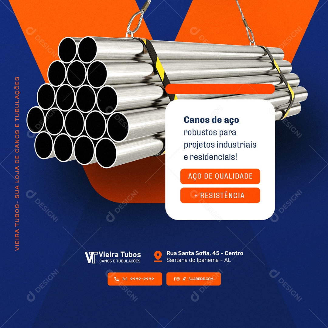 Loja de Canos e Tubulações Canos de Aço Social Media PSD Editável