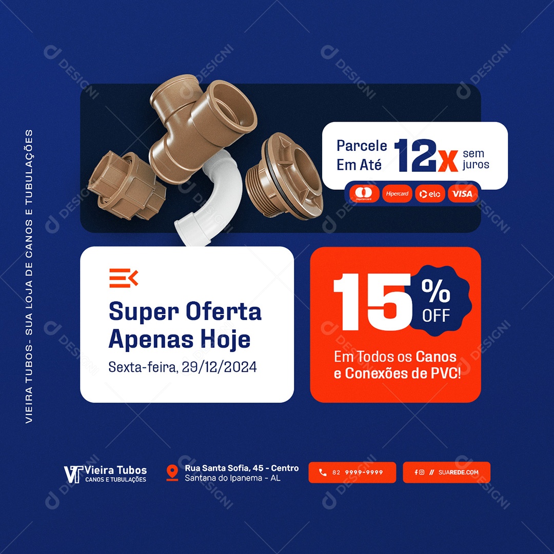 Loja de Canos e Tubulações Super Oferta Social Media PSD Editável