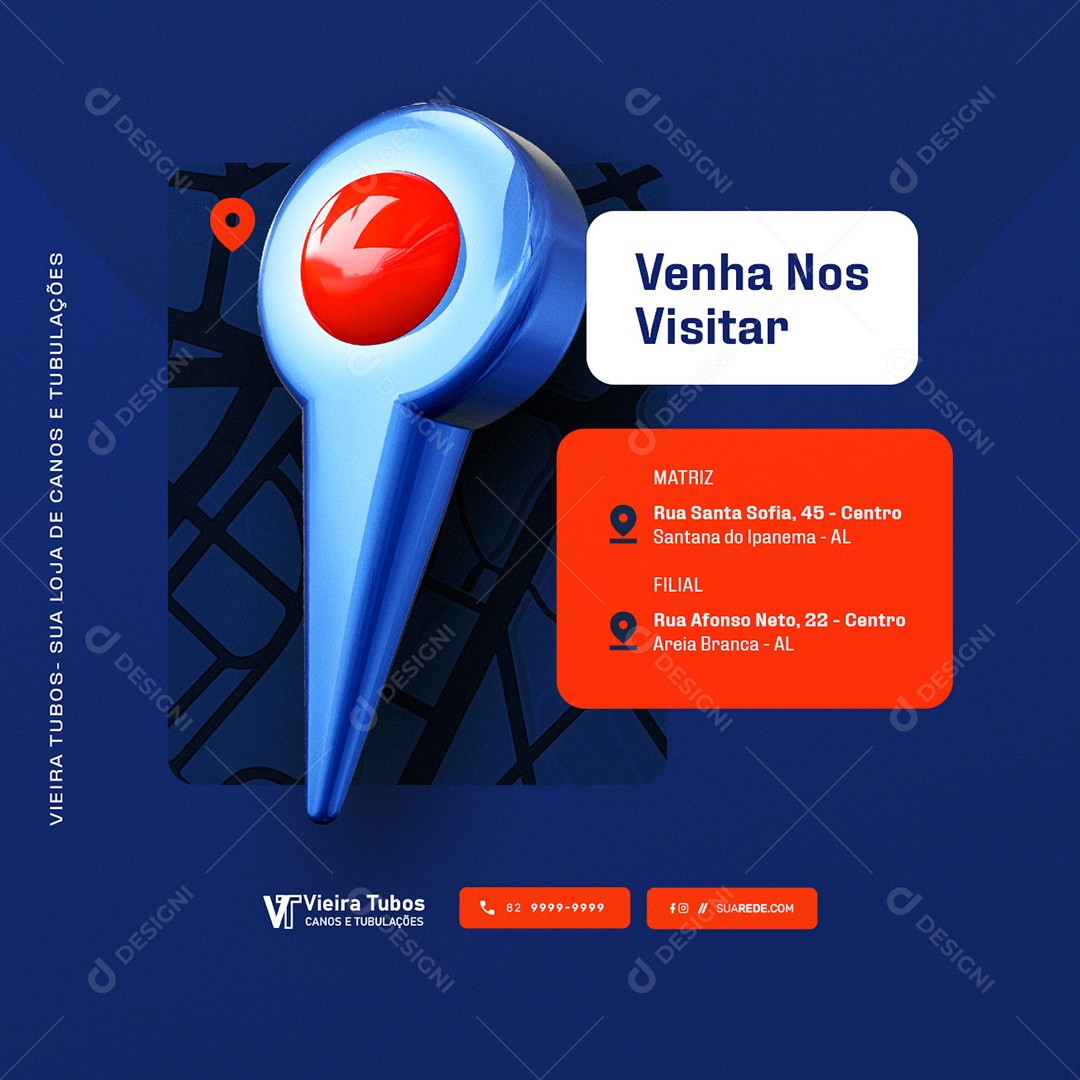 Loja de Canos e Tubulações Venha Nos Visitar Social Media PSD Editável