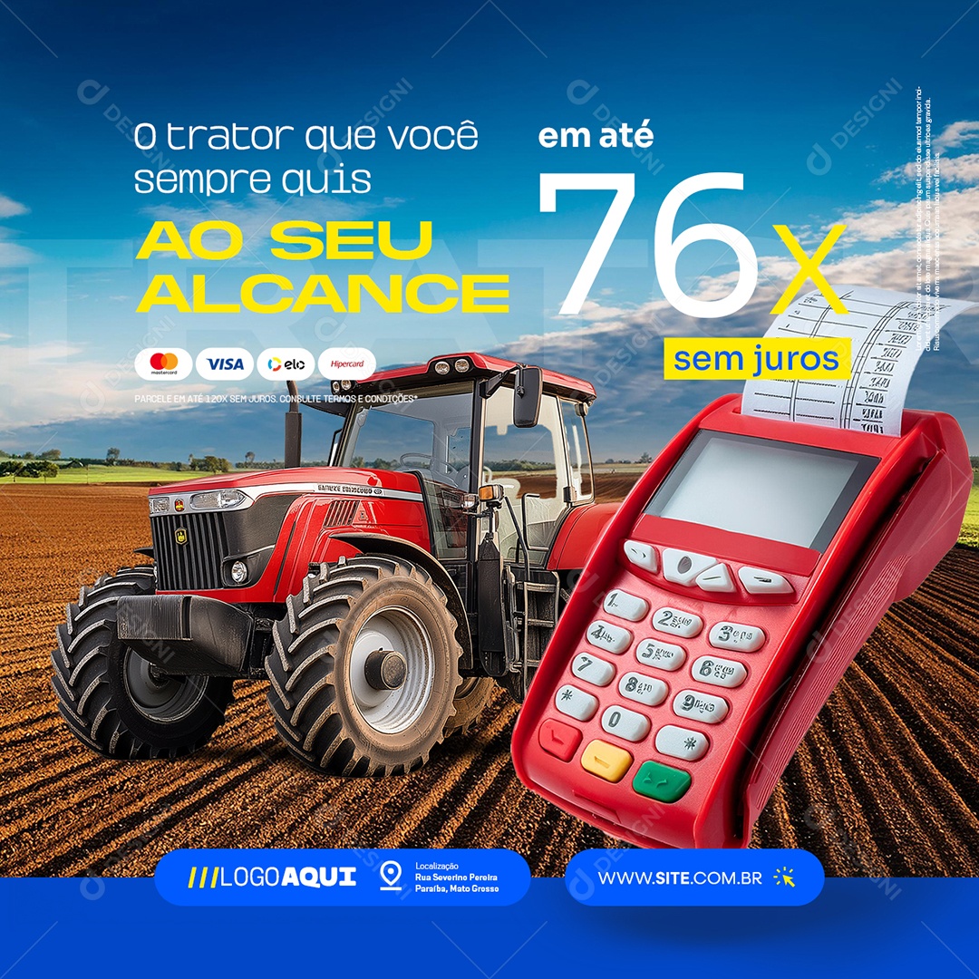 Agronegócio Venda de Tratores ao Seu Alcance Social Media PSD Editável