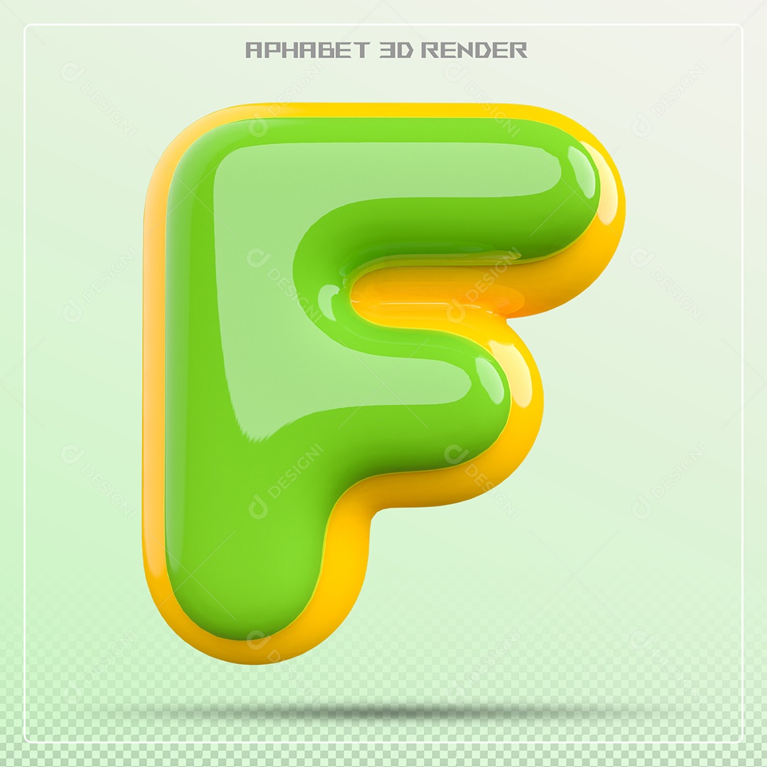 Letra 3D A Verde F Amarelo Para Composição PSD