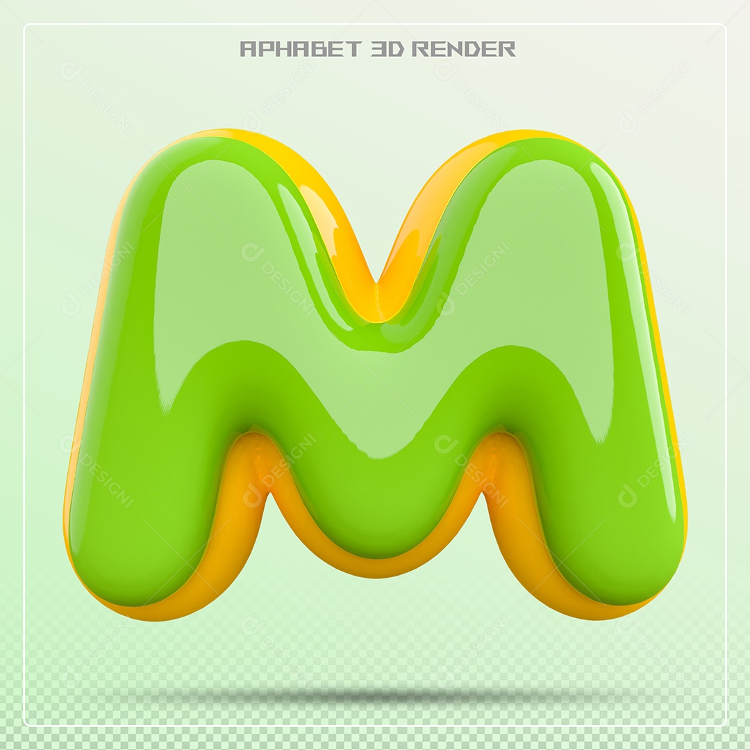 3D letter M Green And Yellow For PSD Composition