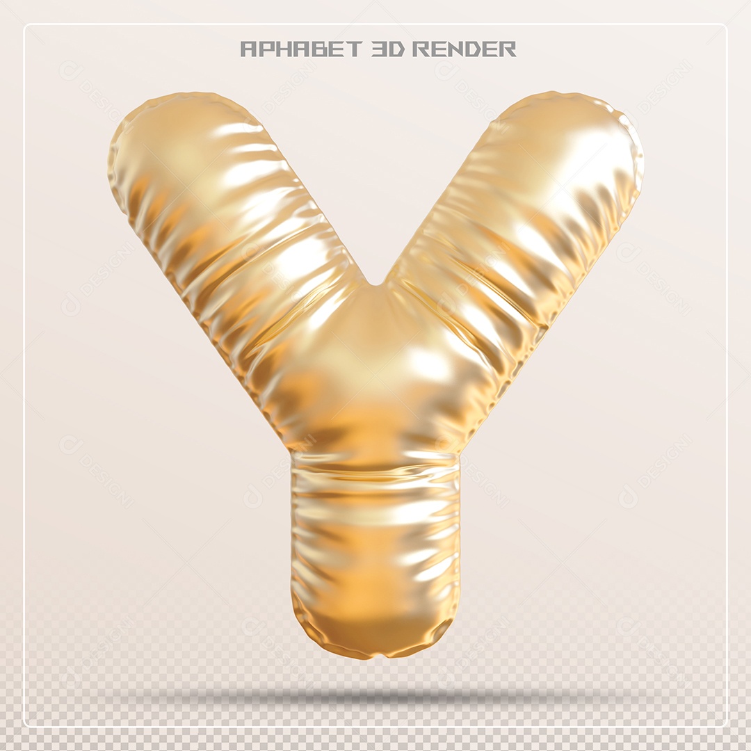 Balão Dourado Letra Y Maiúscula Elemento 3D Para Composição PSD