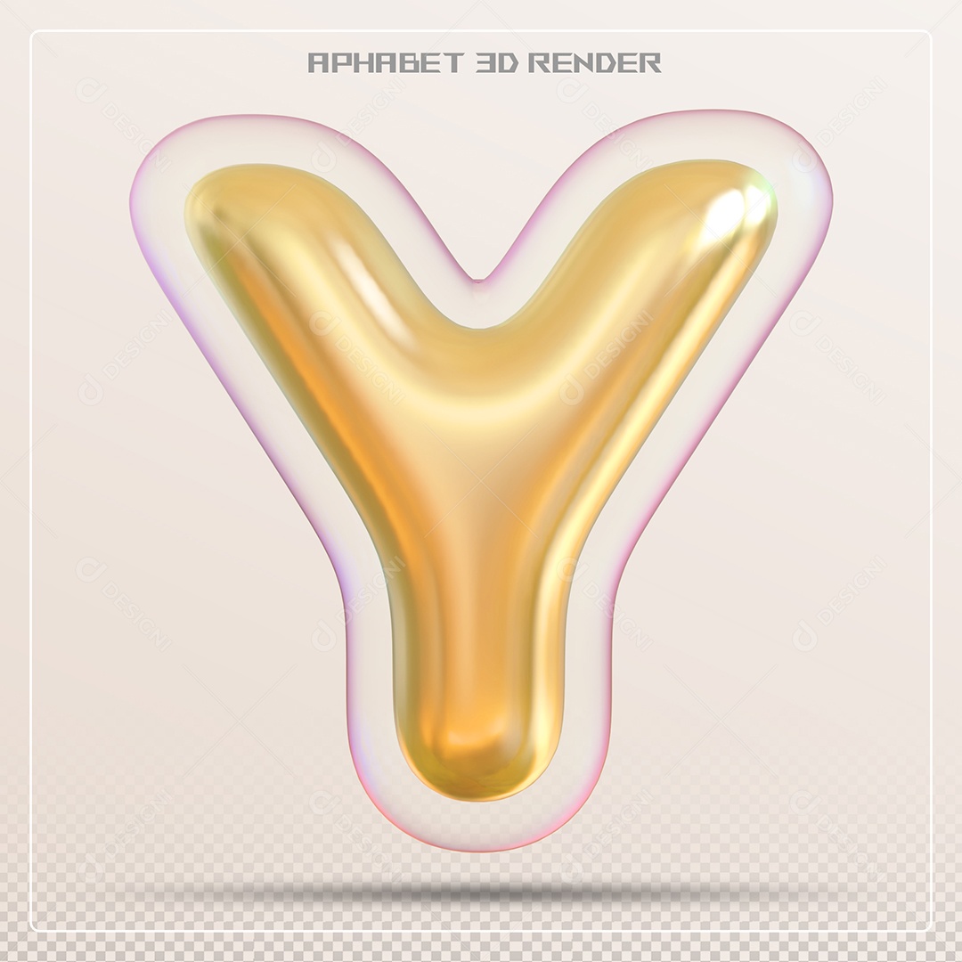 Letra Dourada Y Maiúscula Elemento 3D Para Composição PSD