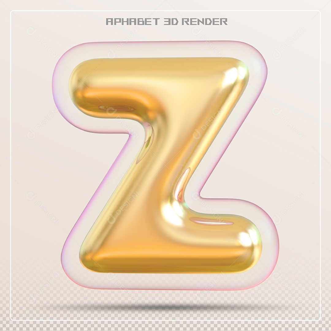 Letra Dourada Z Maiúscula Elemento 3D Para Composição PSD