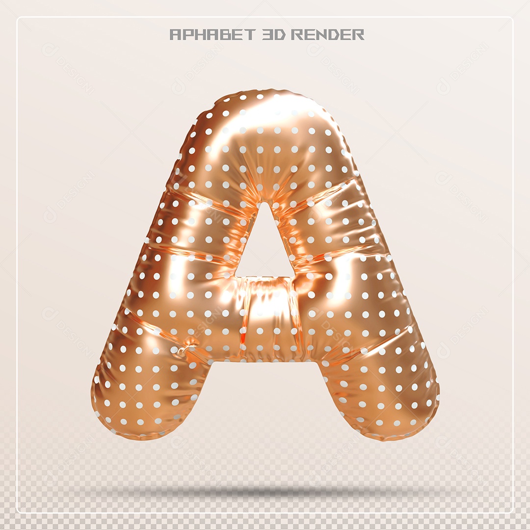 Balão Dourado Letra A Maiúscula Elemento 3D Para Composição PSD