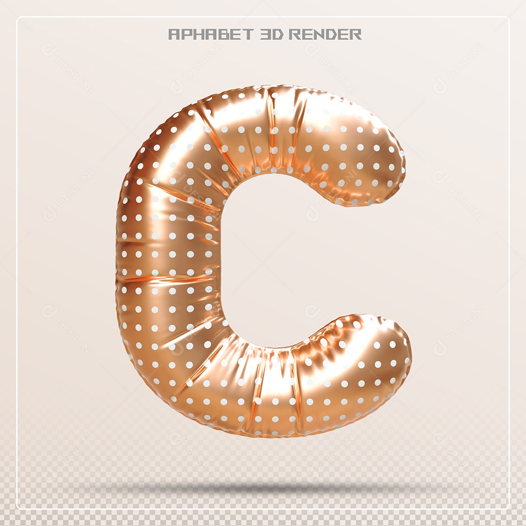 Balão Dourado Letra C Maiúscula Elemento 3D Para Composição PSD