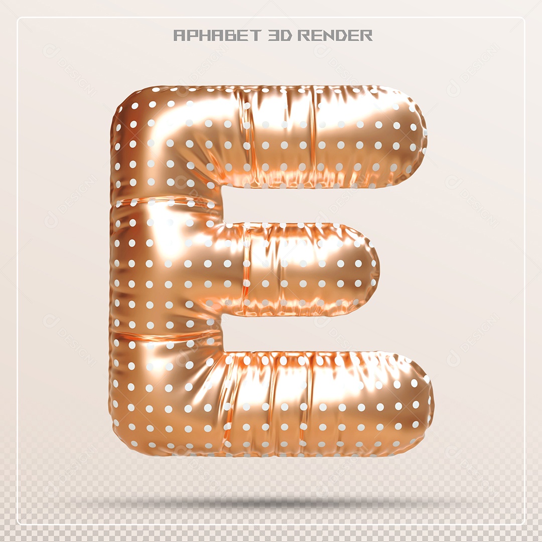 Balão Dourado Letra E Maiúscula Elemento 3D Para Composição PSD