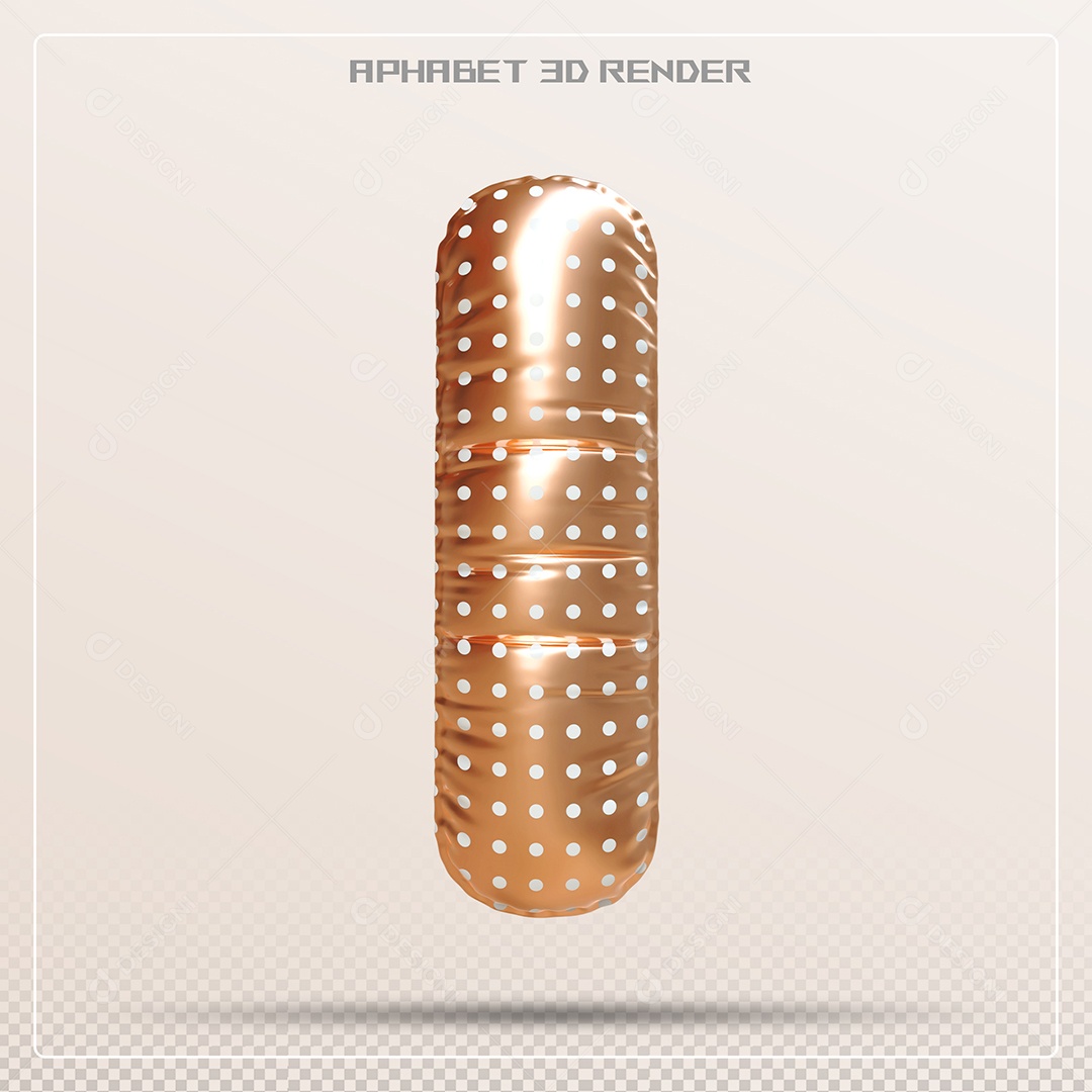 Balão Dourado Letra I Maiúscula Elemento 3D Para Composição PSD