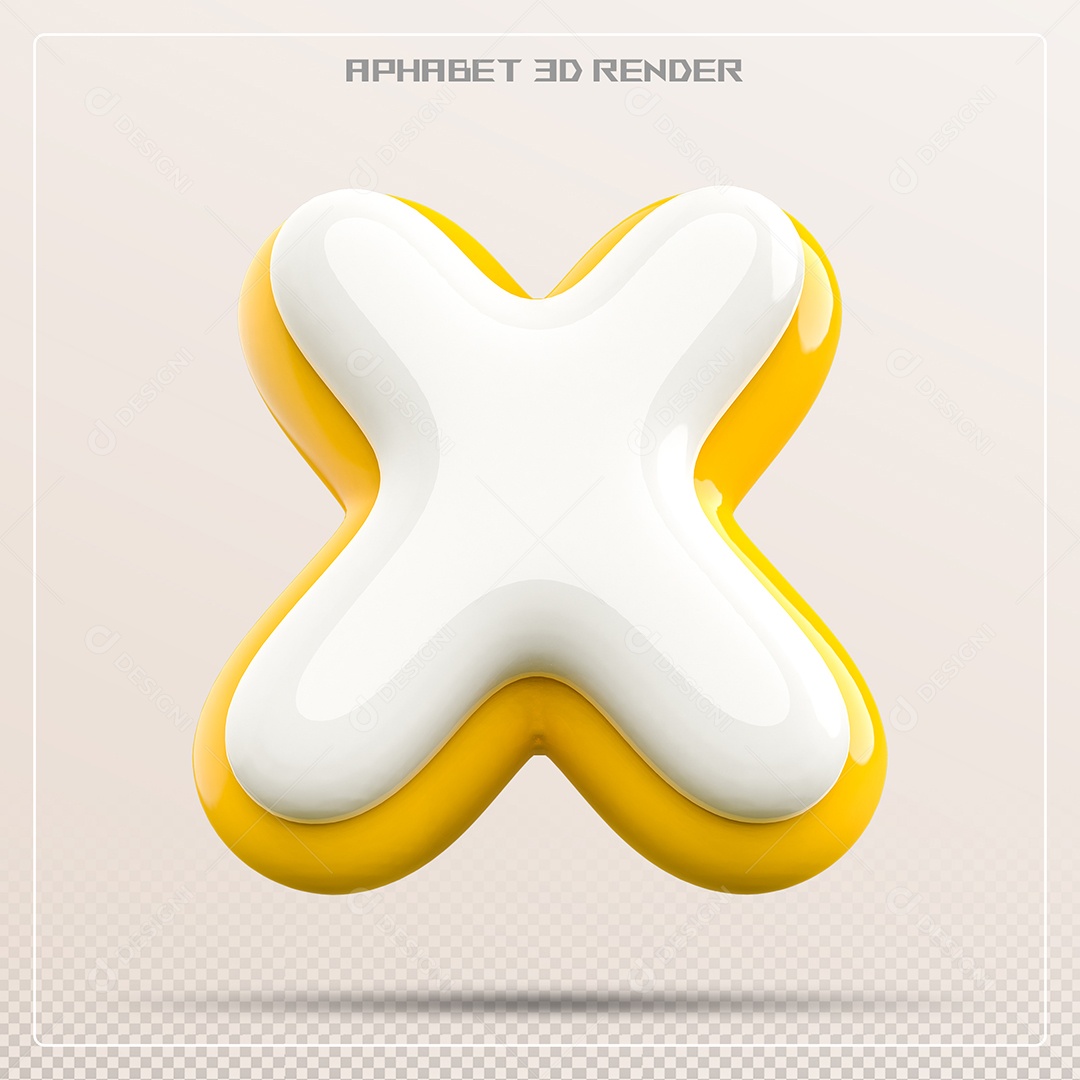 Letra 3D X Amarela E Braca Para Composição PSD
