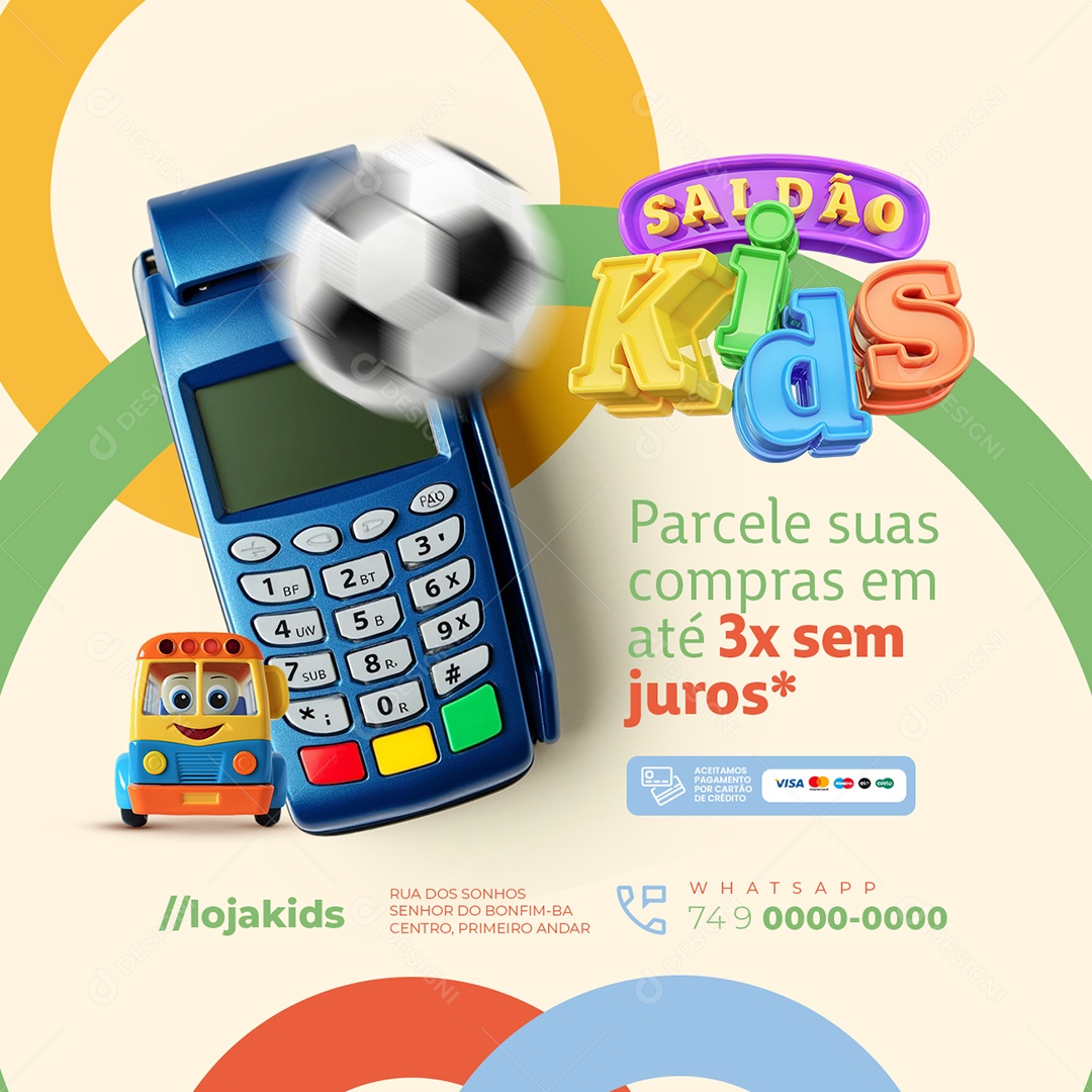 Saldão Kids Loja Parcele suas Compras Social Media PSD Editável