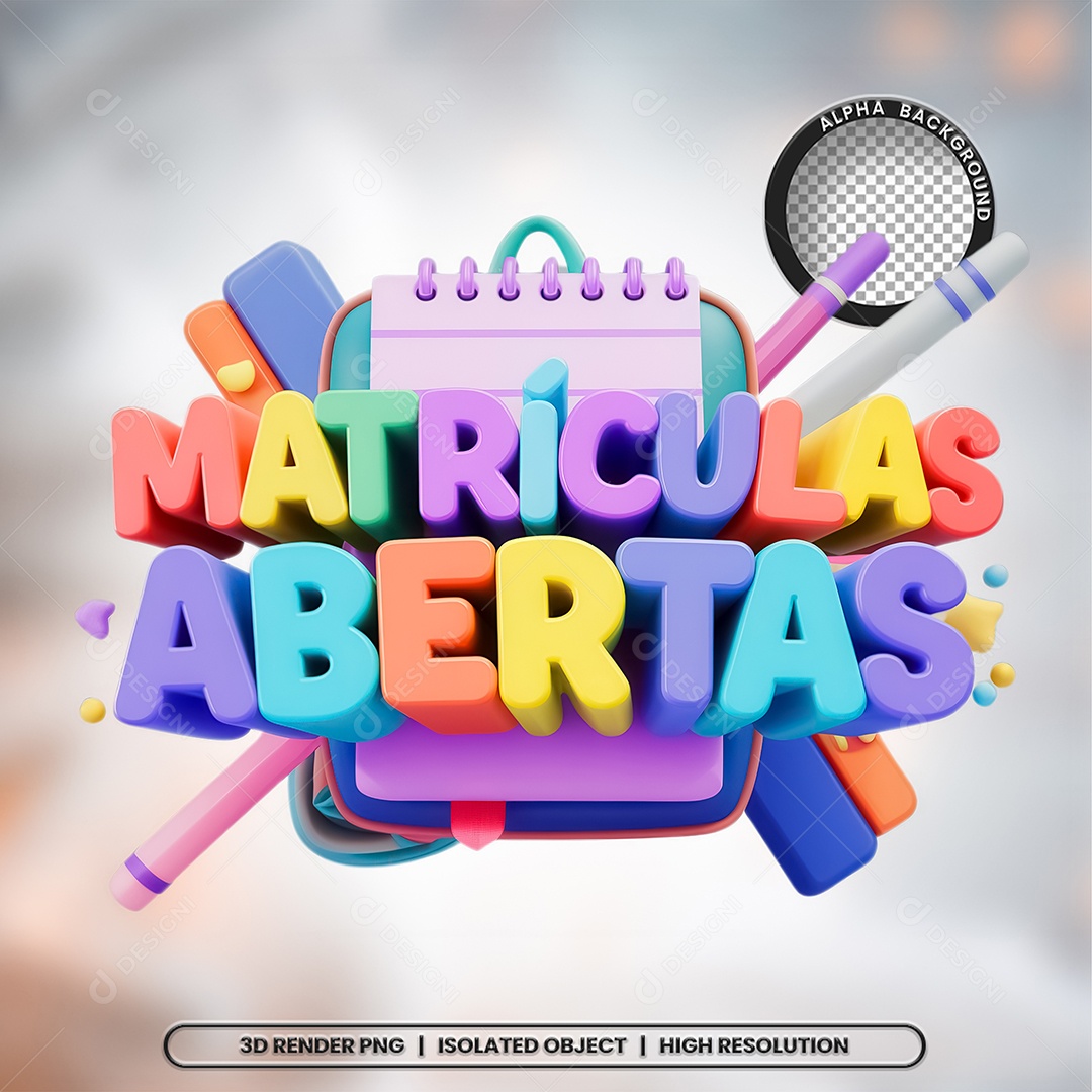 Matrículas Abertas Selo 3D para Composição PSD