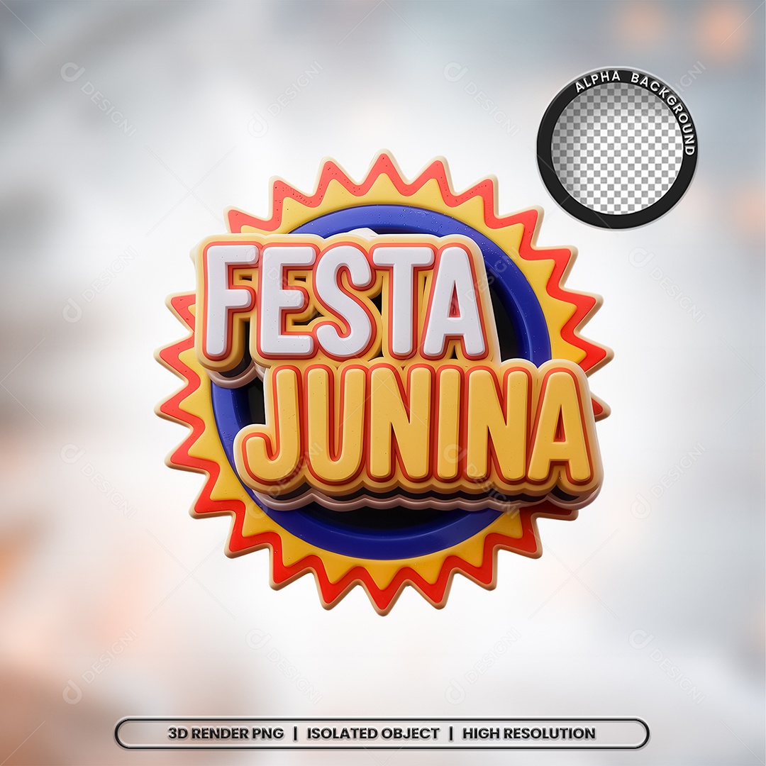 Selo 3D Festa Junina para Composição PSD