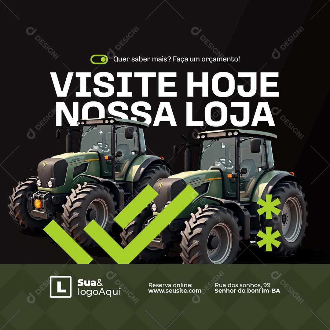 Tratores Visite Hoje Nossa Loja Social Media PSD Editável