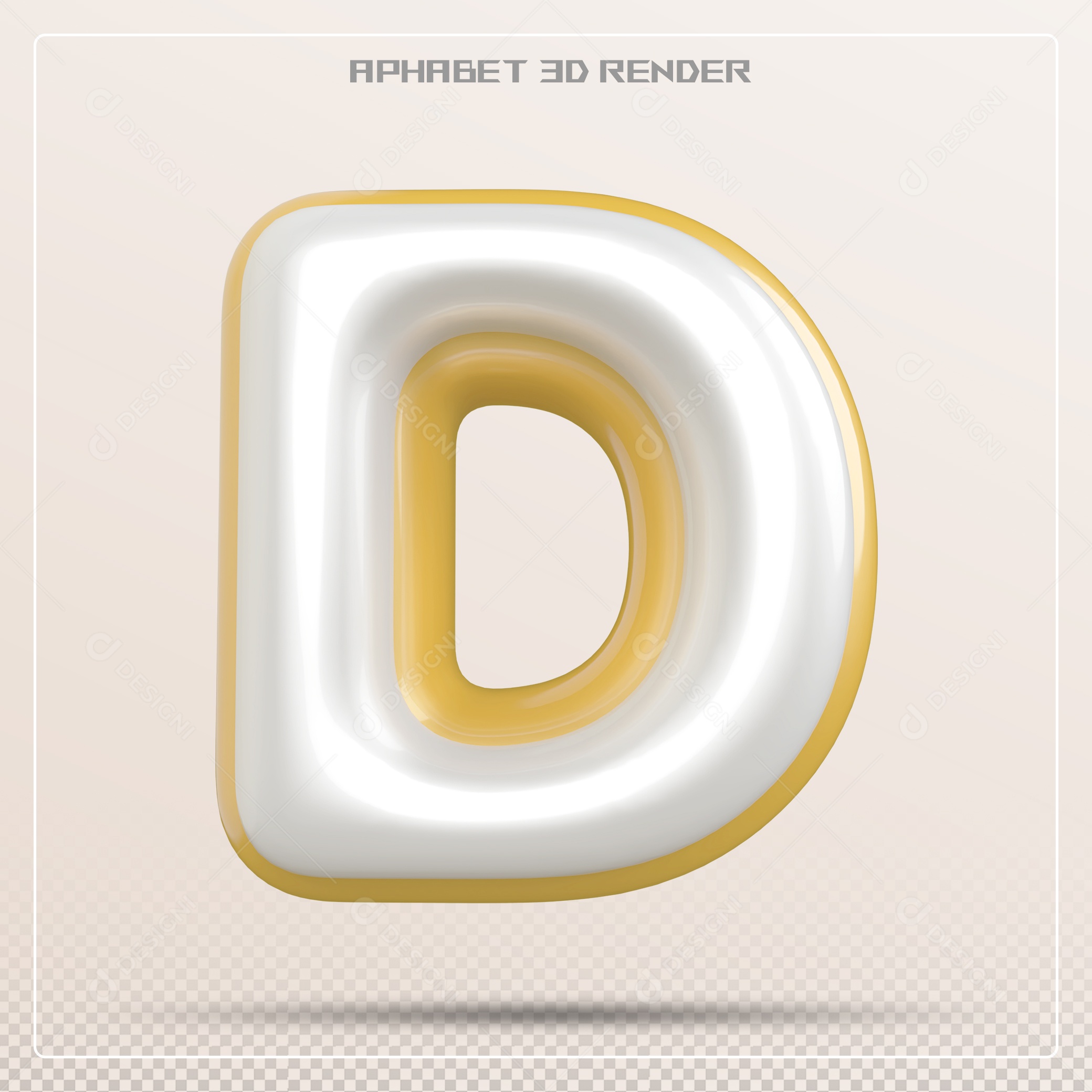 Letra 3D D Dourado E Braca Para Composição PSD