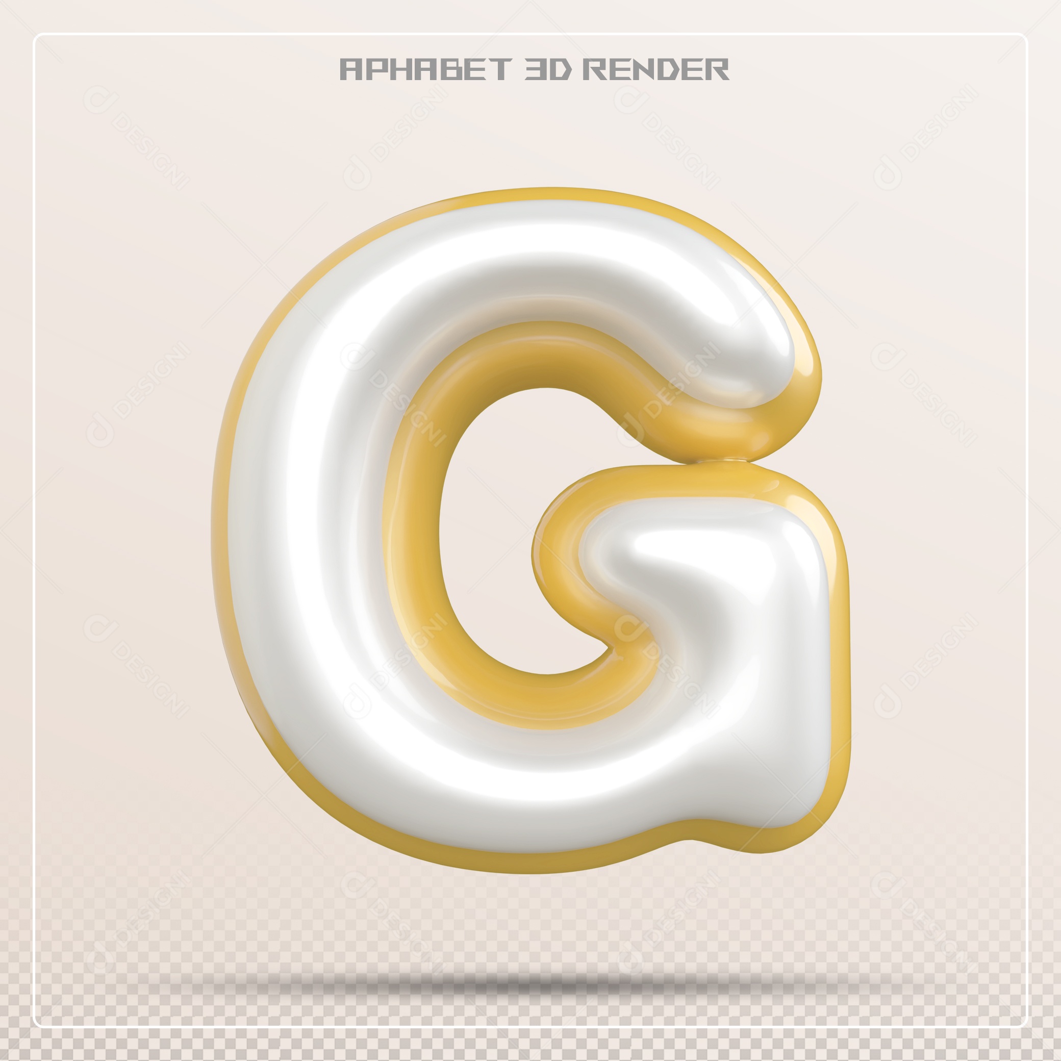 Letra 3D G Dourado E Braca Para Composição PSD