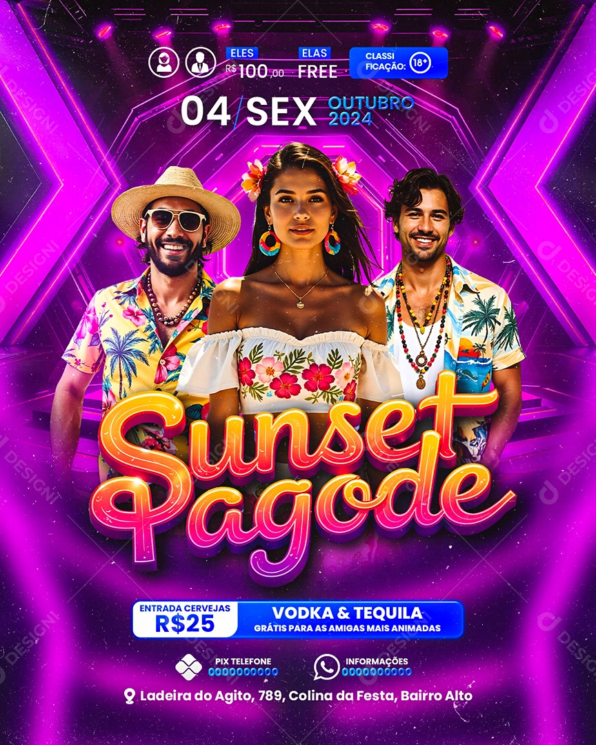 Flyer Sunset Pagode Social Media PSD Editável