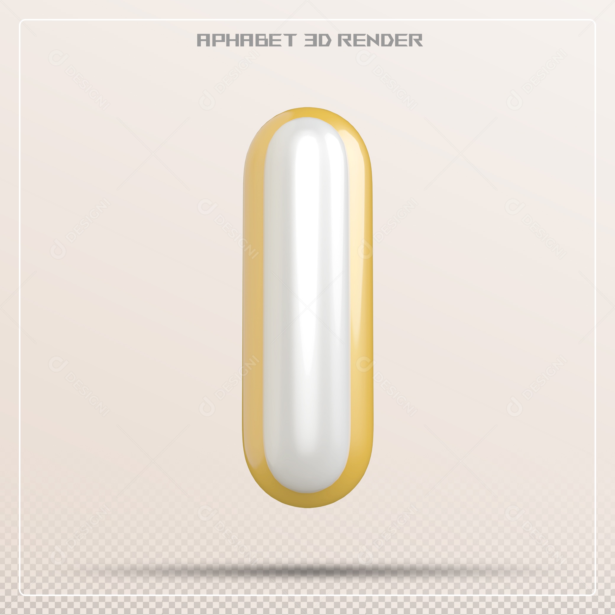 Letra 3D I Dourado E Braca Para Composição PSD