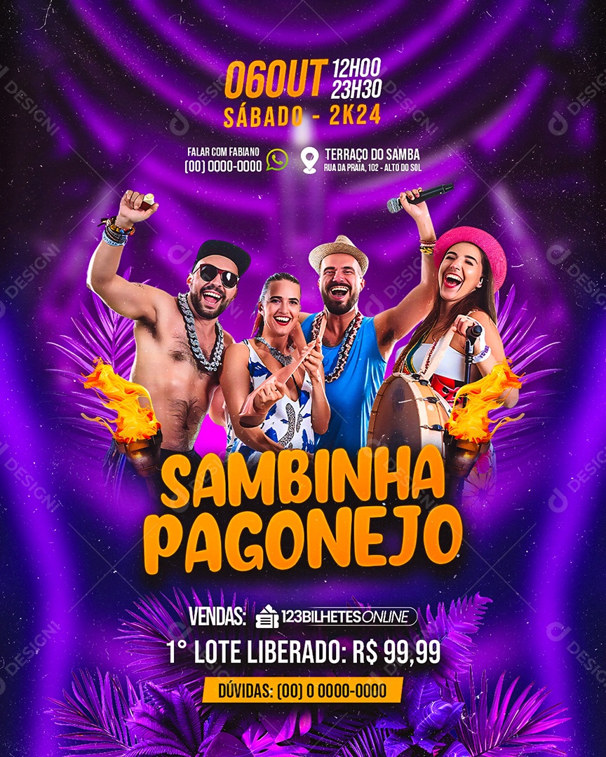 Flyer Sambinha Pagonejo Social Media PSD Editável