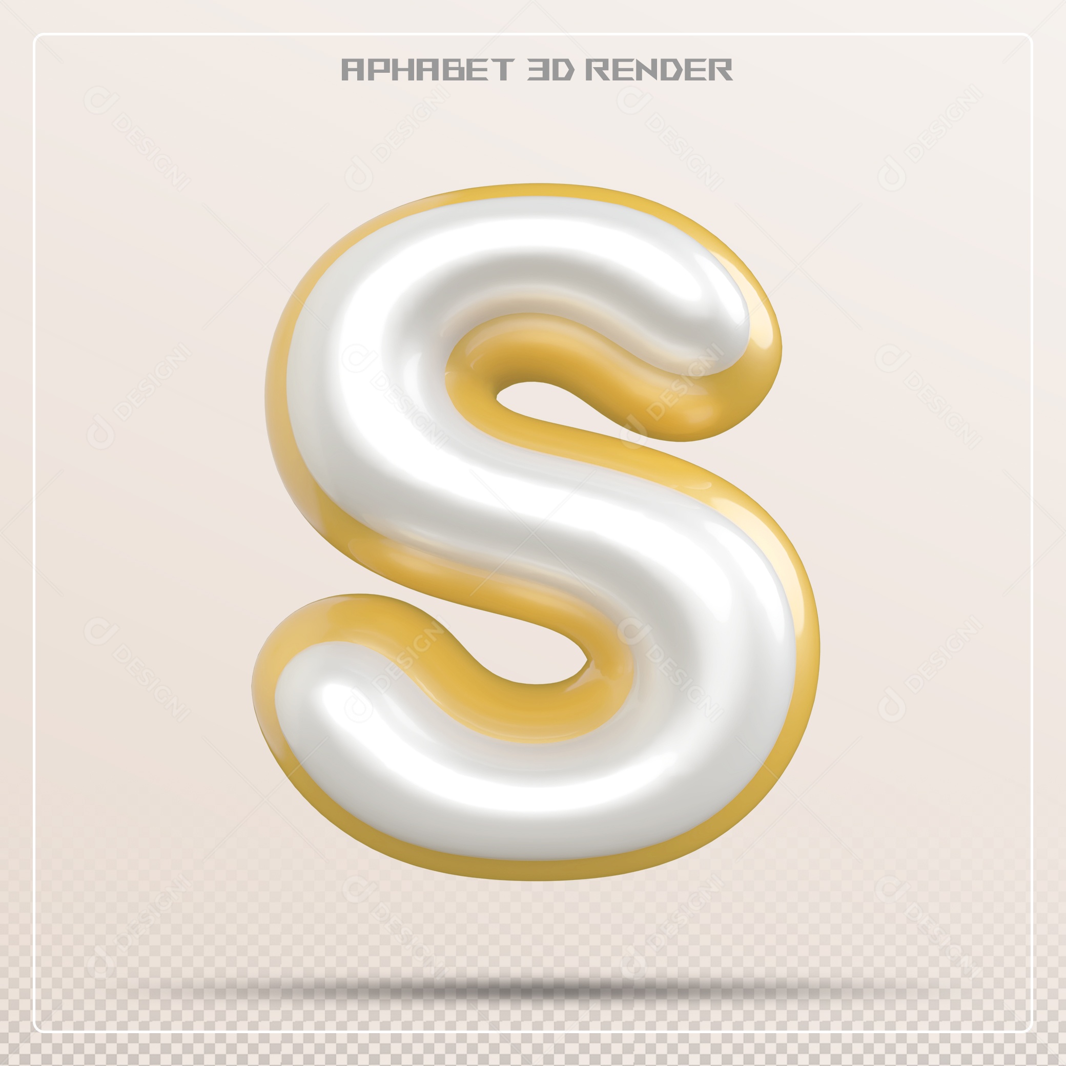 3D letter S Gold And Braca For PSD Composition