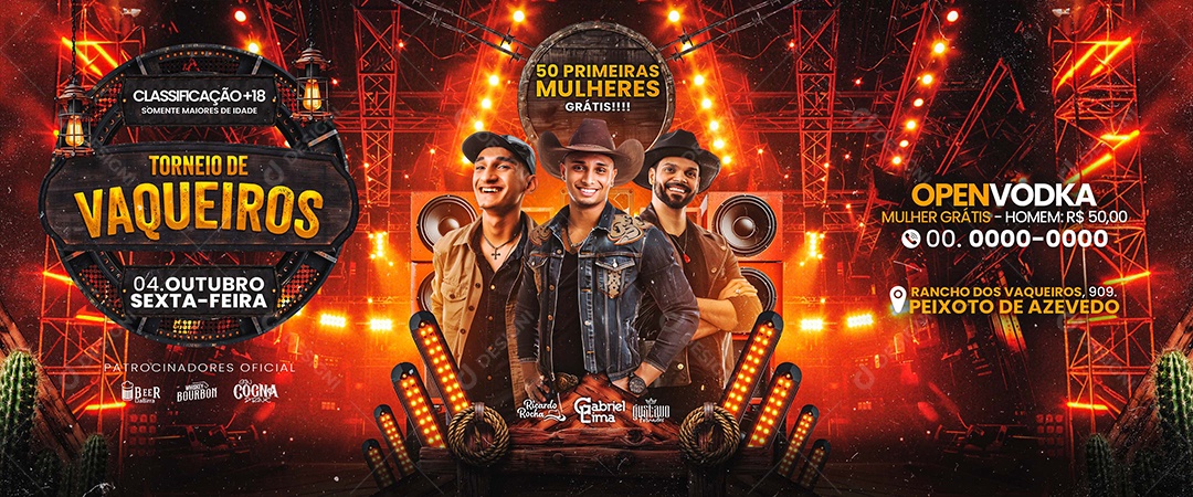 Carrossel Flyer Torneio De Vaqueiros Social Media PSD Editável