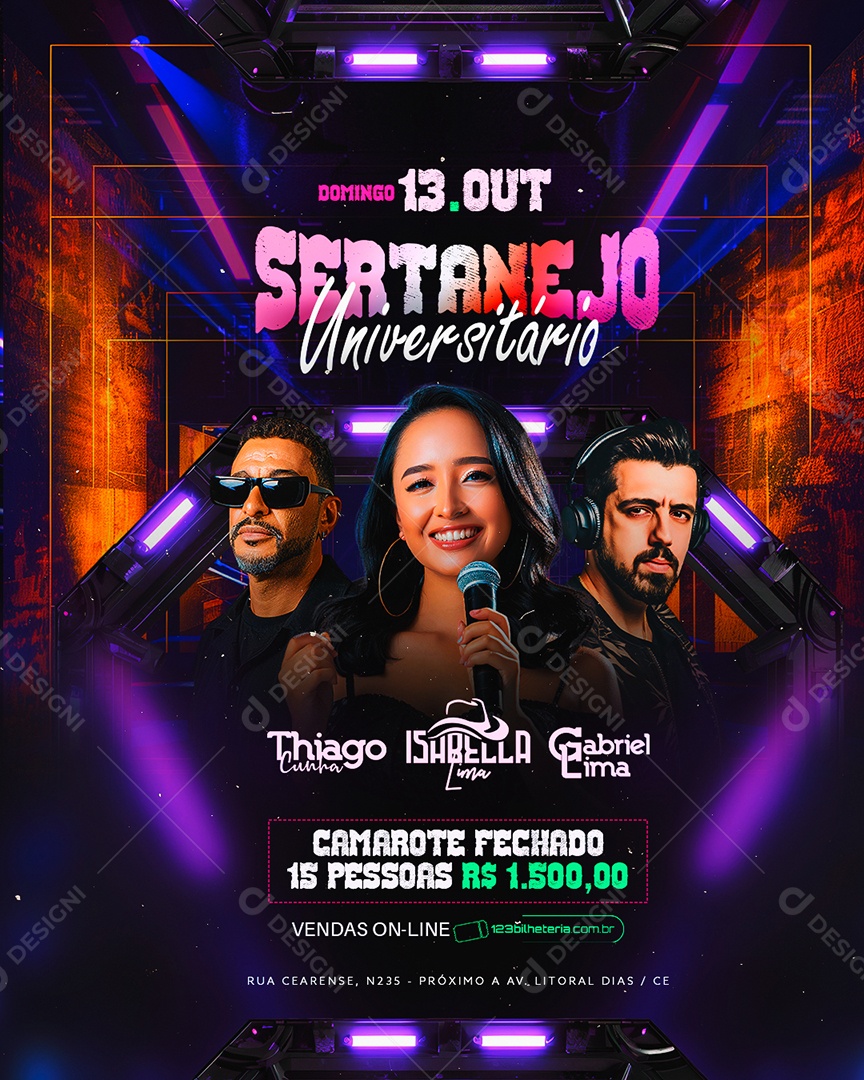 Flyer Sertanejo Universitário Social Media PSD Editável