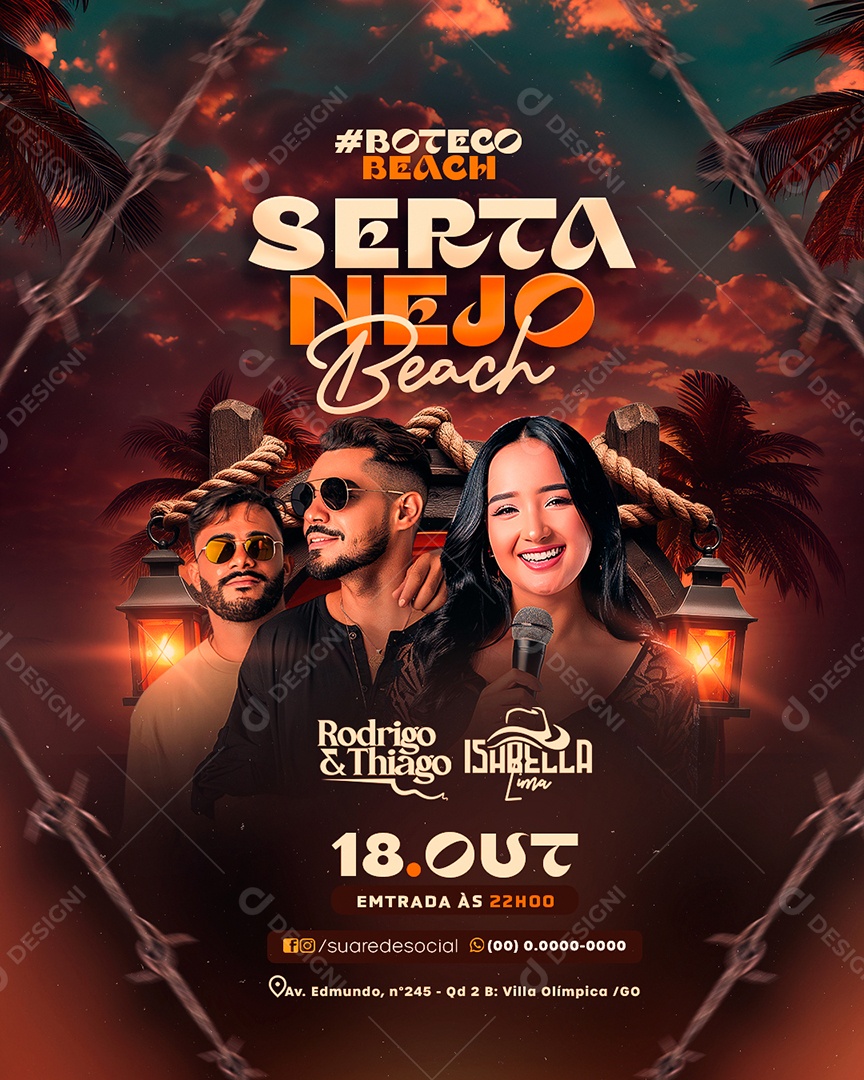 Flyer Sertanejo Beach Social Media PSD Editável