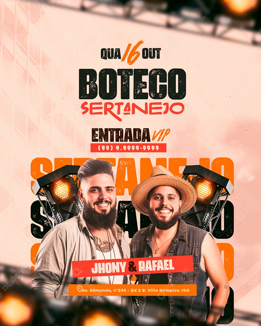 Flyer Boteco Sertanejo Social Media PSD Editável