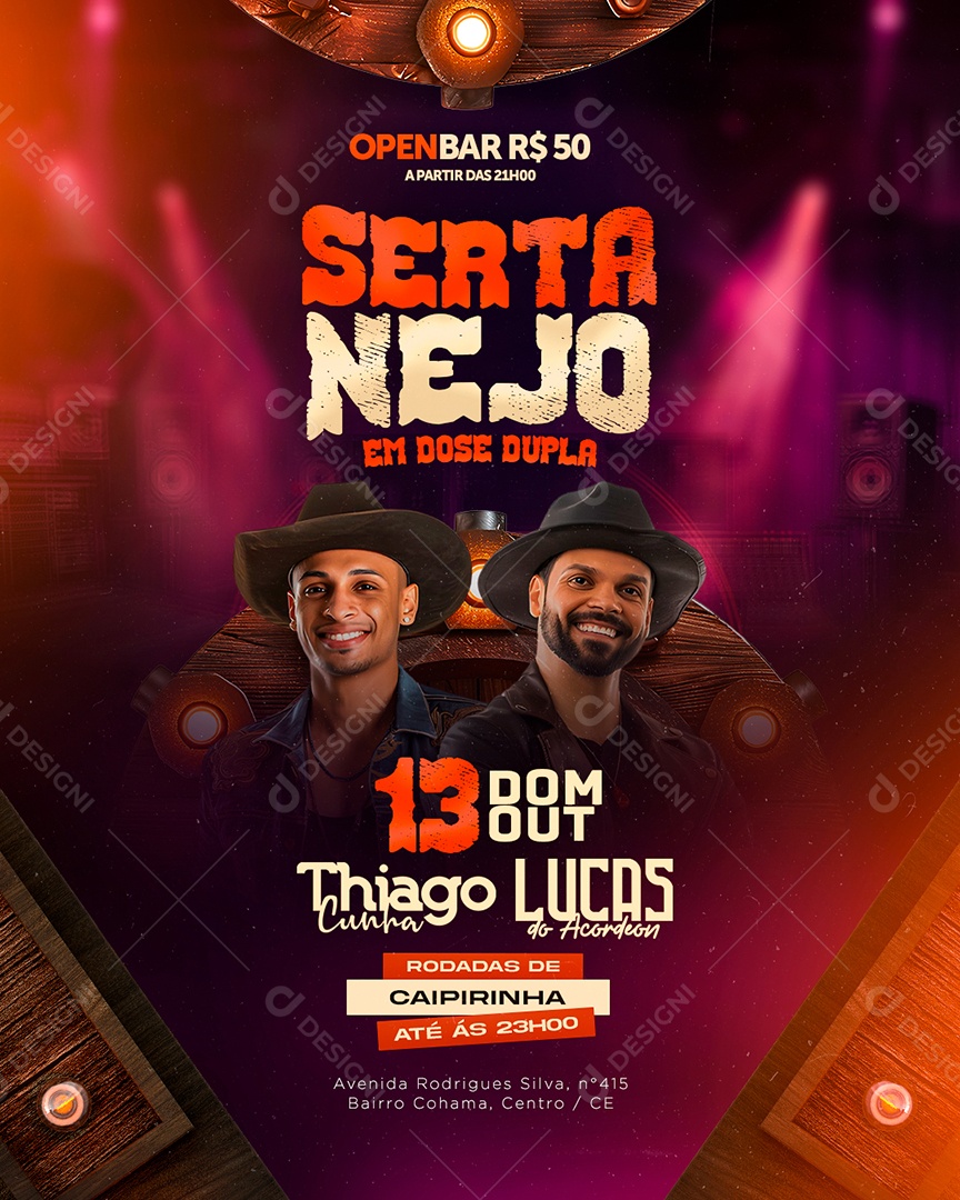Flyer Sertanejo Em Dose Dupla Social Media PSD Editável