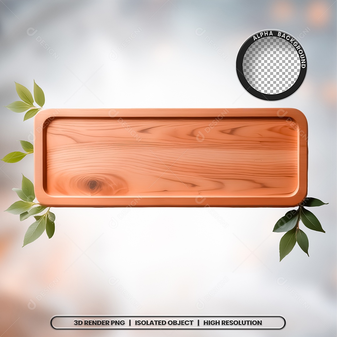 Placa de Madeira Elemento 3D para Composição PSD